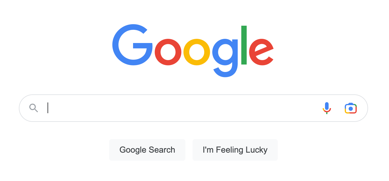 Google homepage in its light and dark versions