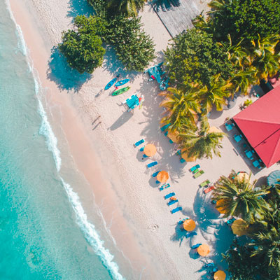 Overhead photograph of beach